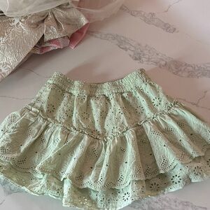 Zara Light Green Eyelet Ruffle Skirt